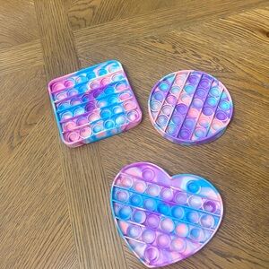Tie Dye Pop It Lot Heart, Square & Circle Fidget Toys